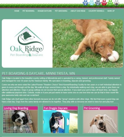 Oak Ridge Pet Boarding provides dog boarding in a quiet country setting with individual play and care, in Minnetrista, Minnesota.