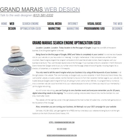 Grand Marais Minnesota Web Design, Seo, Search Engine Optimization, Grand Marais, Minnesota.