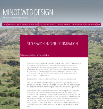 Minot ND Web Design, Seo, Search Engine Optimization, Minot, North Dakota.