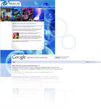 SEO for amerilabtech.com website is found for the keywords effervescent contract manufacturing.