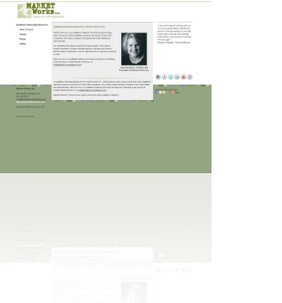 The design for marketworksresearch.com website was a new design for Market Works Research. The new website is elegant, clean, and green in design.  The navigation is the same on every page.